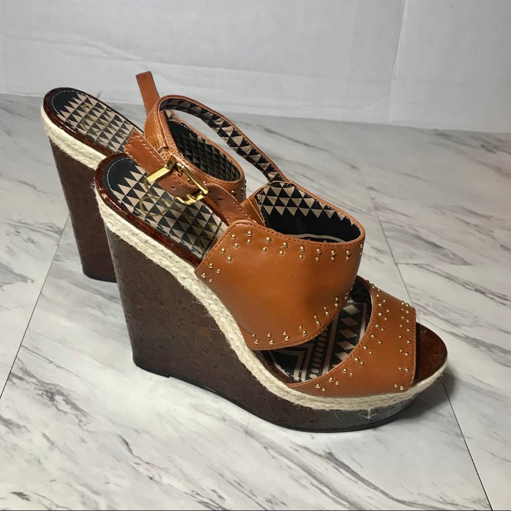 Jessica Simpson brown studded wedge